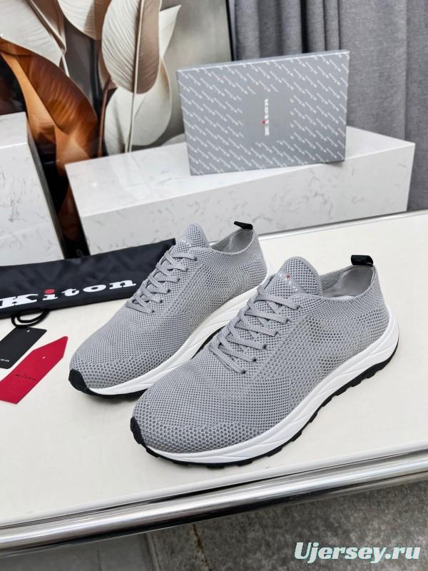 2025 Men Kiton Grey Knit Mesh Sneakers Lightweight Rubber Sole AS00320