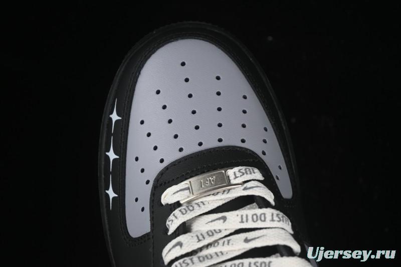 Nike Air Force 1 '07 Low Black Silver Court Low-Top Casual Sneakers - ZH0316-085