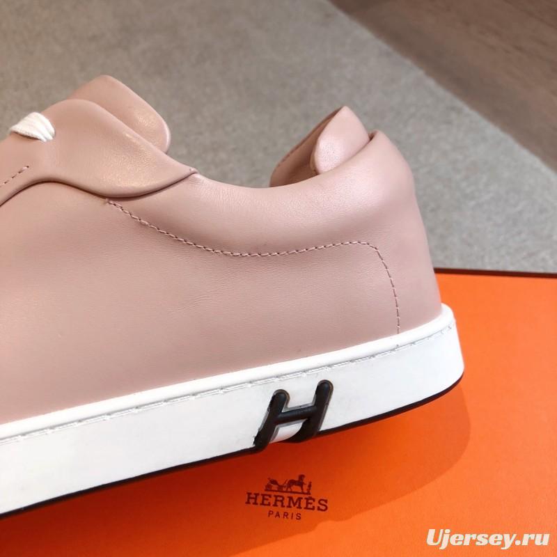 2025 Women Hermès Pink Leather Sneakers AS00380