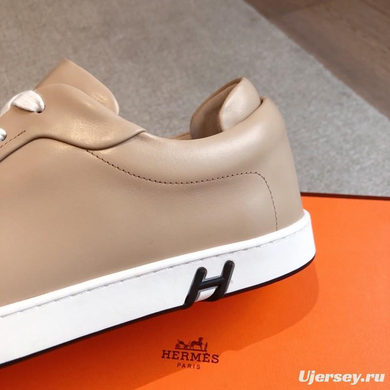 2025 Unisex H Beige Leather Sneakers AS00380