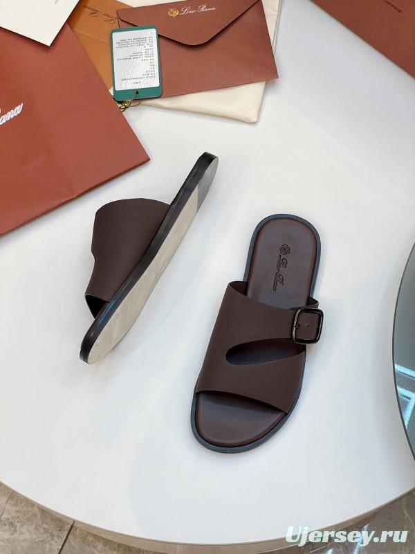 2025 Men Le Parmentier Brown Leather Slippers AS00250