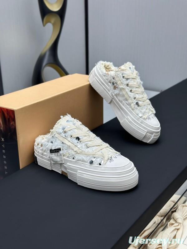 2025 Unisex XVESSEL White Canvas Plimsolls Vulcanized AS00260