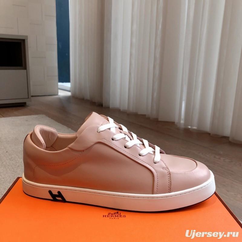 2025 Women Hermès Pink Leather Sneakers AS00380