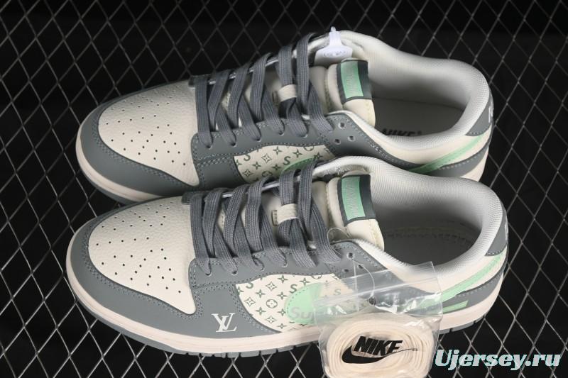 Nike SB Dunk Low LV Collaboration Gray Anniversary High-End Custom Low-Top Casual Skate Shoes ZH2598-278