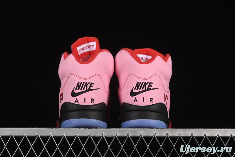 Awake NY Air Jordan 5 Retro Sneakers with Arctic Pink Colorway and Awake NY Logo Mesh - DV4982-600