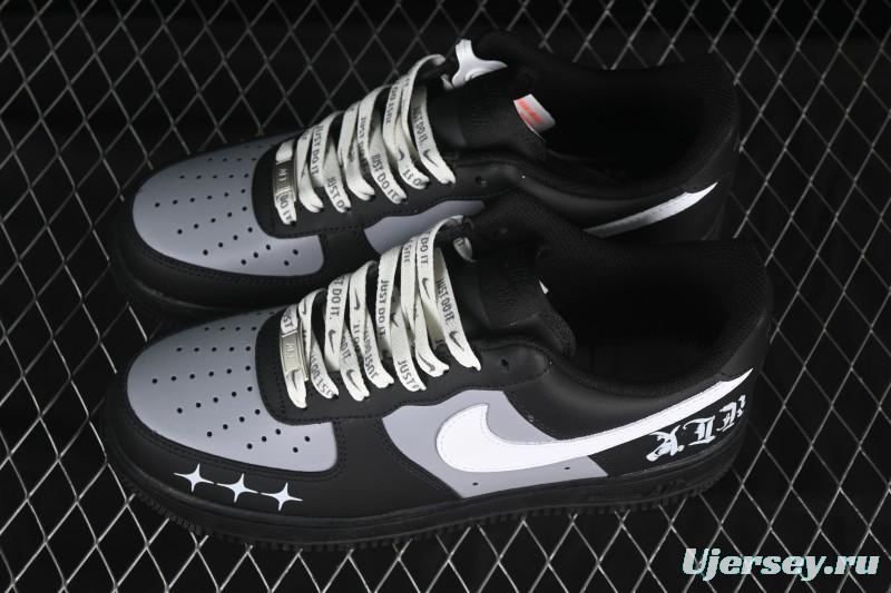 Nike Air Force 1 '07 Low Black Silver Court Low-Top Casual Sneakers - ZH0316-085