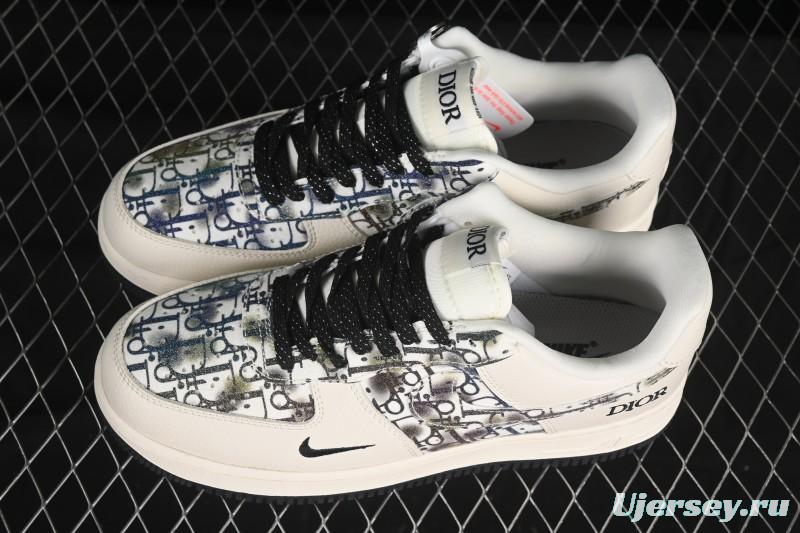 Nike Air Force 1 '07 Low Dior Collaboration Gray Floral Low-Top Casual Sneakers - DF0188-064