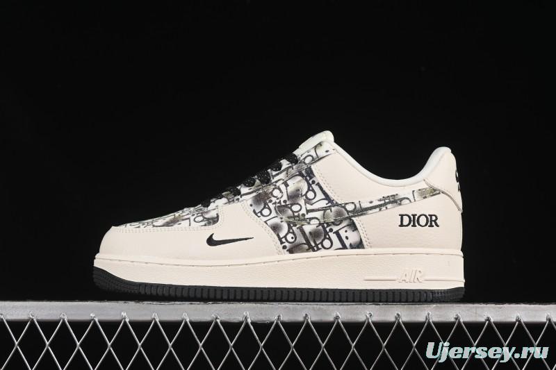Nike Air Force 1 '07 Low Dior Collaboration Gray Floral Low-Top Casual Sneakers - DF0188-064