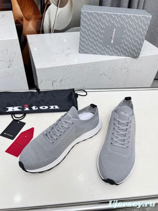 2025 Men Kiton Grey Knit Mesh Sneakers Lightweight Rubber Sole AS00320