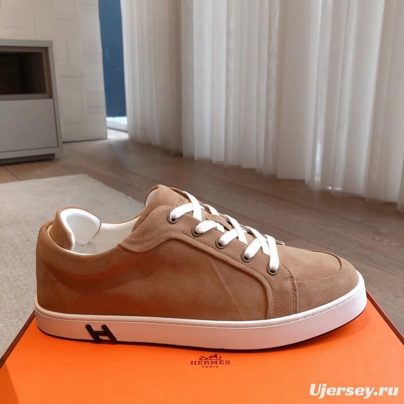 2025 Unisex H Beige White Suede Sneakers AS00380