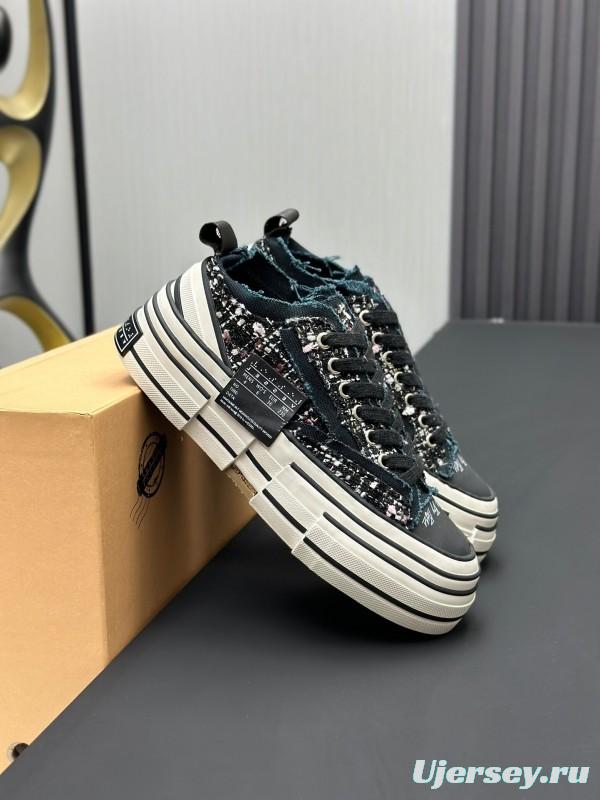 2025 Unisex XVESSEL Black White Canvas Platform Vulcanized Sneakers AS00260