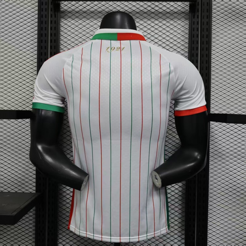 Player Version 2025 CD Palestina White with Red and Green Pinstripe Jersey
