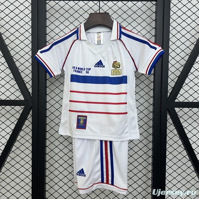 Retro 1998 Kids France Away Size 16-28 Jersey