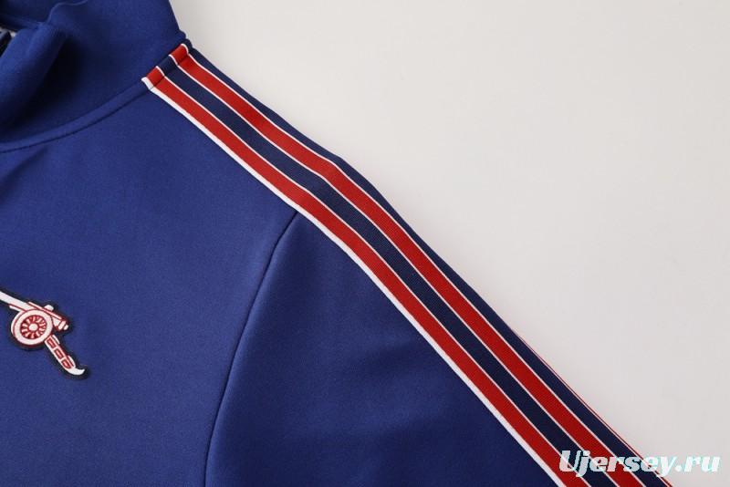 25/26 Arsenal Blue with Red & White Stripes Full Zipper Jacket +Long Pants