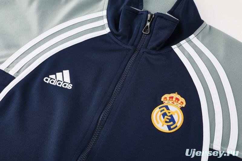 25/26 Real Madrid Navy/Grey Full Zipper Jacket +Long Pants