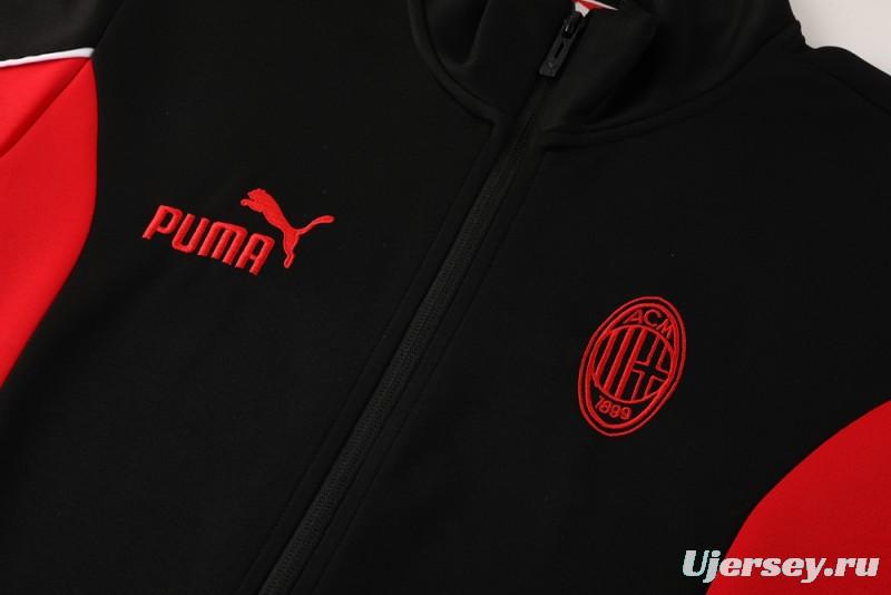 25/26 AC Milan Black/Red Full Zipper Jacket +Long Pants