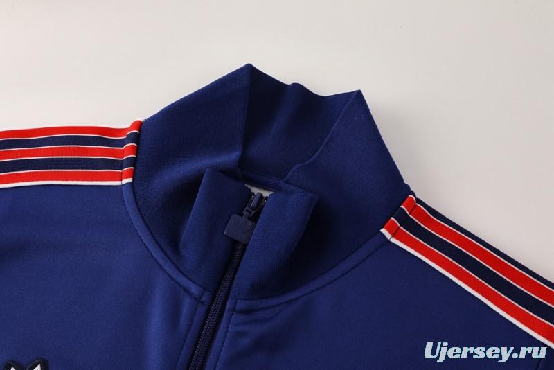 25/26 Arsenal Blue with Red & White Stripes Full Zipper Jacket +Long Pants