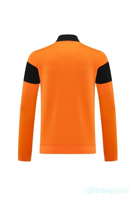 2025 Nike Orange/Black Full Hoodie Zipper Jacket +Long Pants