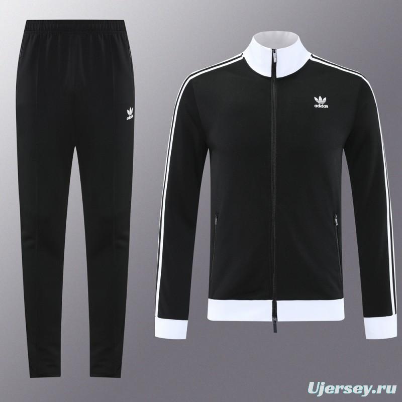 2025 Adidas Original Black Full Hoodie Zipper Jacket +Long Pants