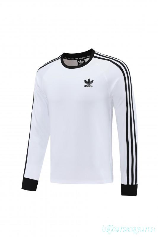 2025 Adidas Originals Long Sleeve T-Shirt Collection - Navy/White/Black with 3-Stripes