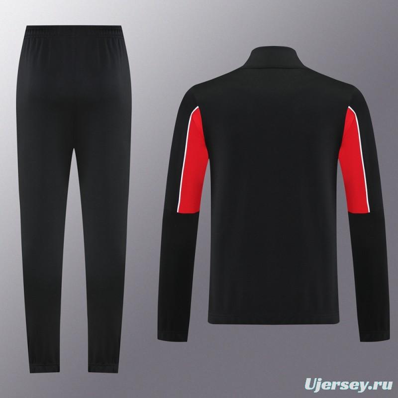 25/26 AC Milan Black/Red Full Zipper Jacket +Long Pants
