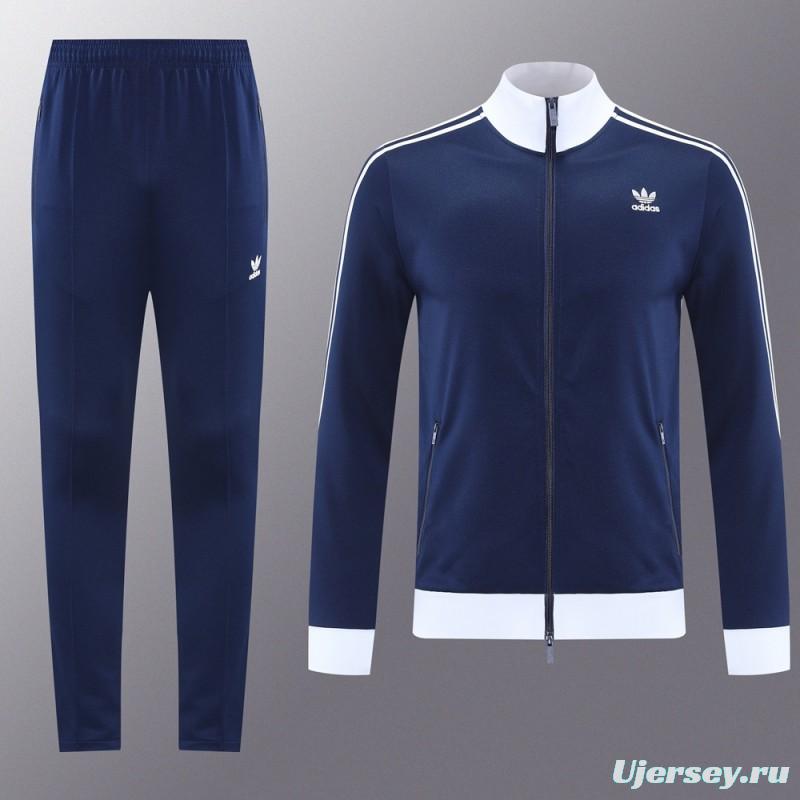 2025 Adidas Original Navy Full Hoodie Zipper Jacket +Long Pants