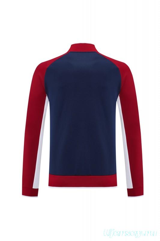 2025 Nike Navy/Red Full Hoodie Zipper Jacket +Long Pants