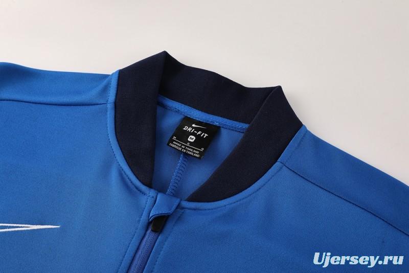 2025 Nike Blue Full Hoodie Zipper Jacket +Long Pants