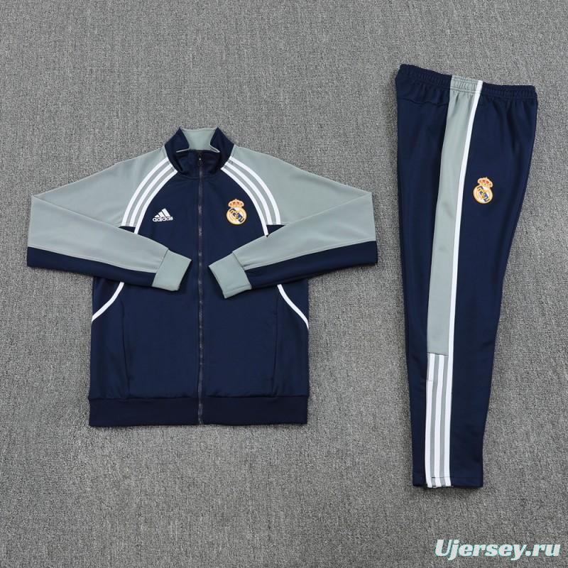25/26 Real Madrid Navy/Grey Full Zipper Jacket +Long Pants