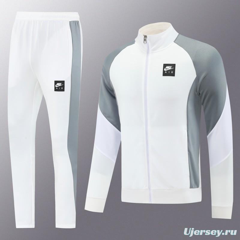 2025 NIKE WHITE/Grey Full Zipper Jacket +Long Pants