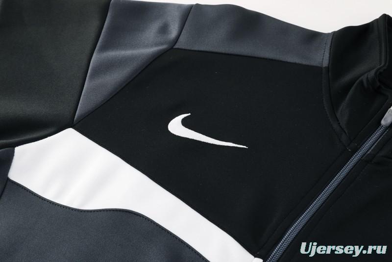 2025 Nike Black/Deep Grey Full Hoodie Zipper Jacket +Long Pants