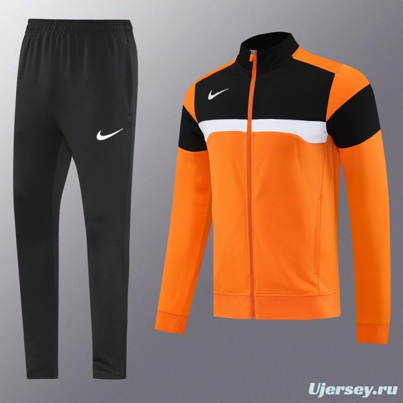 2025 Nike Orange/Black Full Hoodie Zipper Jacket +Long Pants