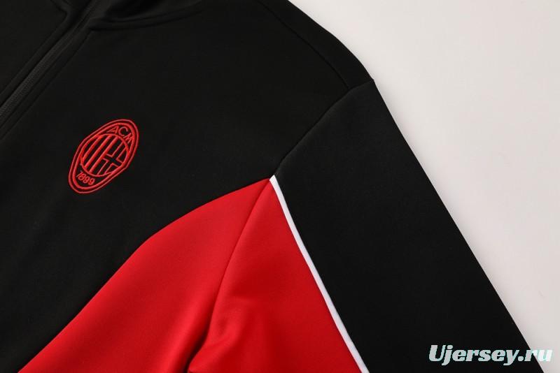 25/26 AC Milan Black/Red Full Zipper Jacket +Long Pants