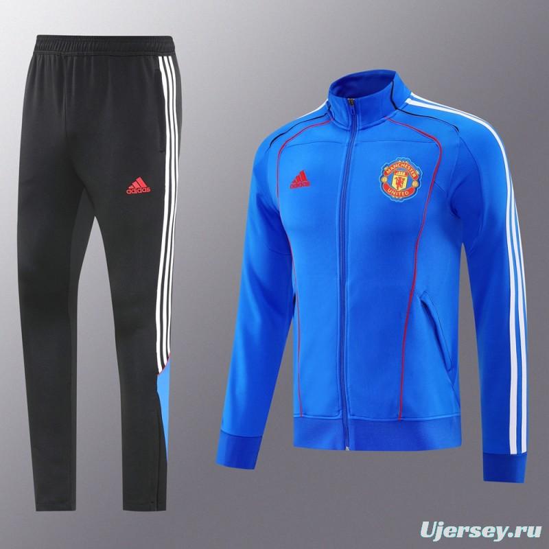 25/26 Manchester United Blue Full Zipper Jacket +Long Pants