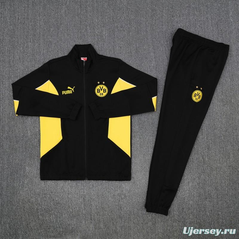 25/26 Borussia Dortmund Black/Yellow Full Zipper Jacket +Long Pants