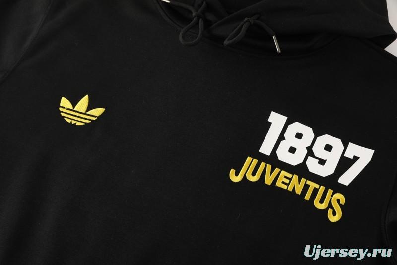25/26 Juventus Black Hoodie Full Zipper Jacket + Long Pants