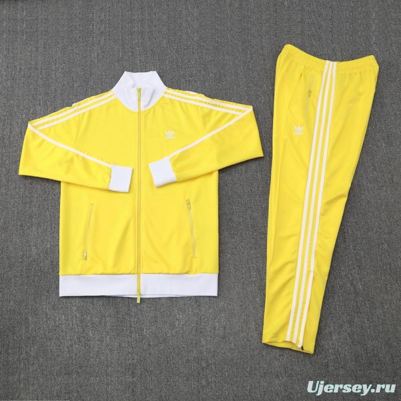 2025 Adidas Original Yellow Full Hoodie Zipper Jacket +Long Pants