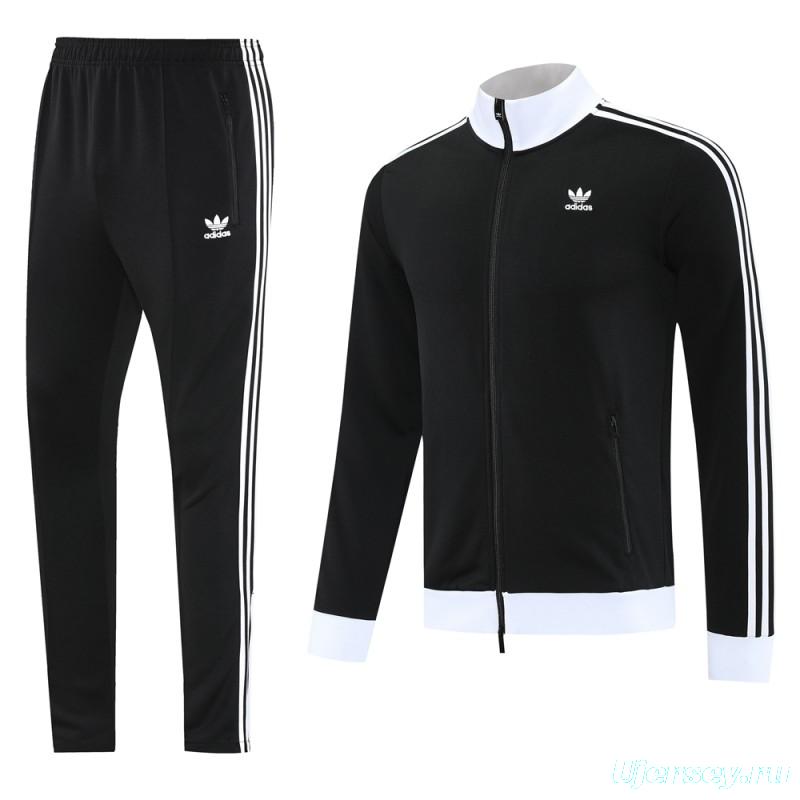 2025 Adidas Original Black Full Hoodie Zipper Jacket +Long Pants
