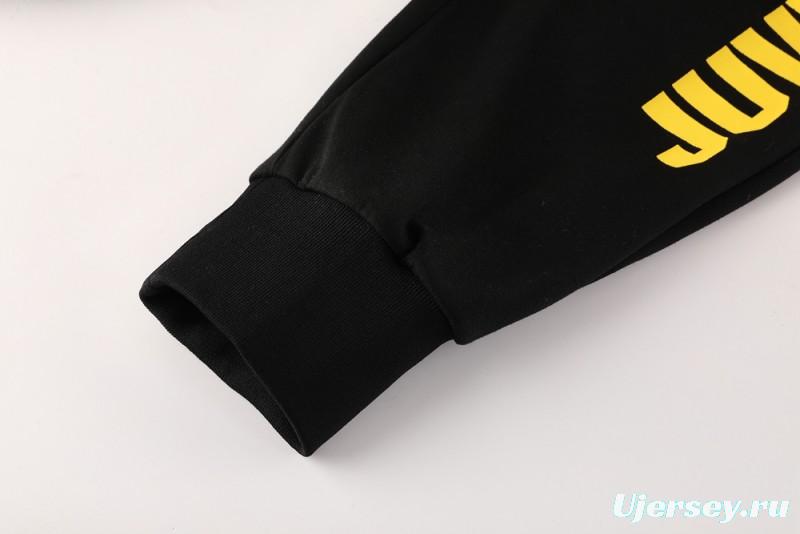25/26 Juventus Black Hoodie Full Zipper Jacket + Long Pants