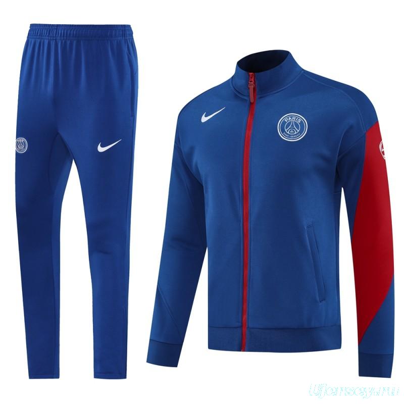 25/26 PSG Blue Full Hoodie Zipper Jacket +Long Pants
