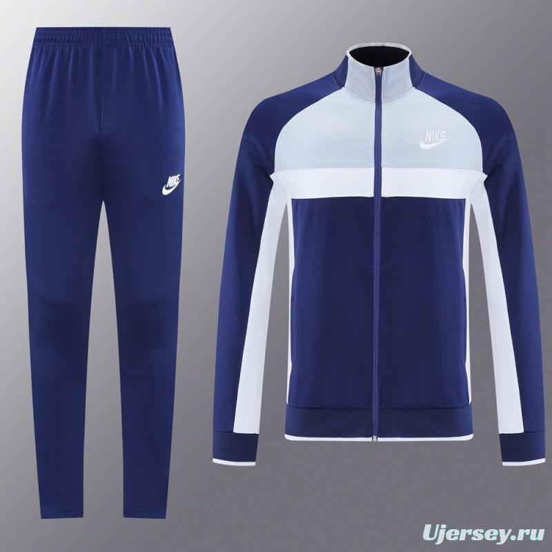 2025 Nike Grey/Navy Full Hoodie Zipper Jacket +Long Pants