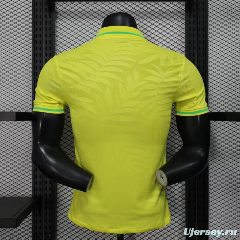 Player Version 2025 Brazil Home Yellow Classic Jersey
