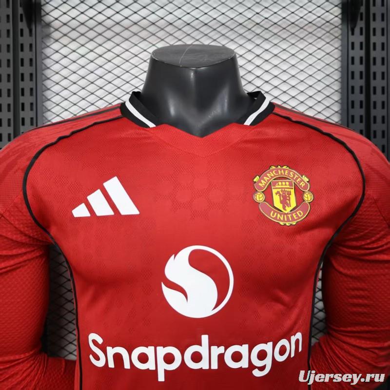 Player Version 25/26 Manchester United Long Sleeve Home Jersey
