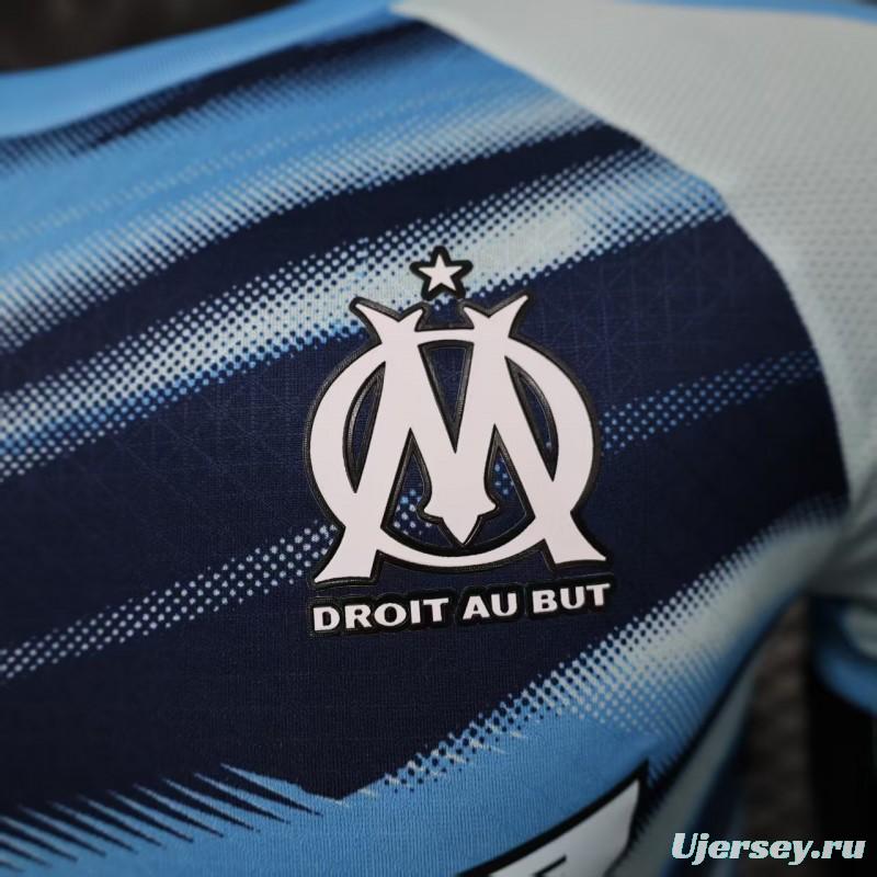 Player Version 25/26 Olympique de Marseille Blue with Gradient Wave Pattern Jersey