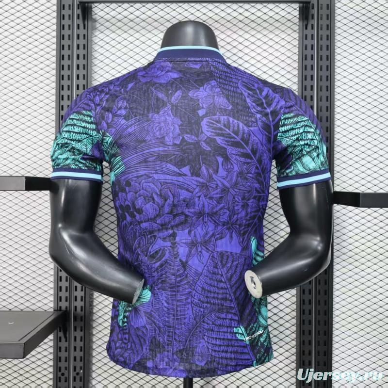 Player Version 2025 Brazil Purple with Tropical Leaf Pattern Jersey