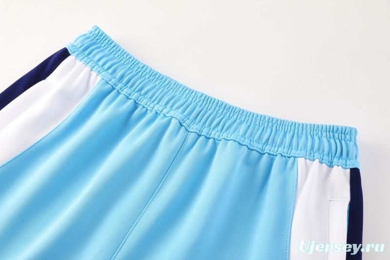 2025 Nike Air Tracksuit Set - Light Blue with Navy Accents Full Zipper Jacket + Long Pants