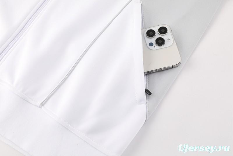 25/26 Real Madrid Grey/White Full Zipper Jacket + Long Pants