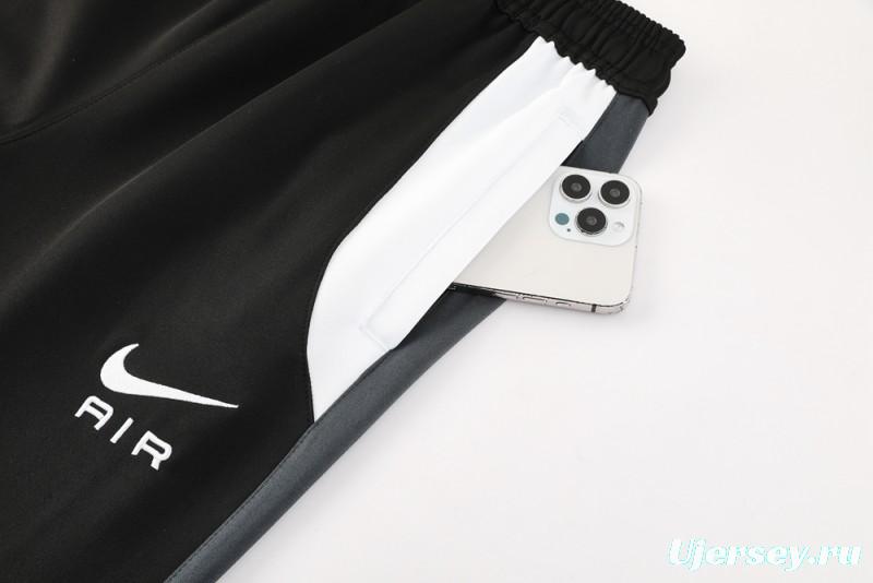 2025 Nike Air Black Tracksuit Set with Gray and White Accents Full Zipper Jacket + Long Pants