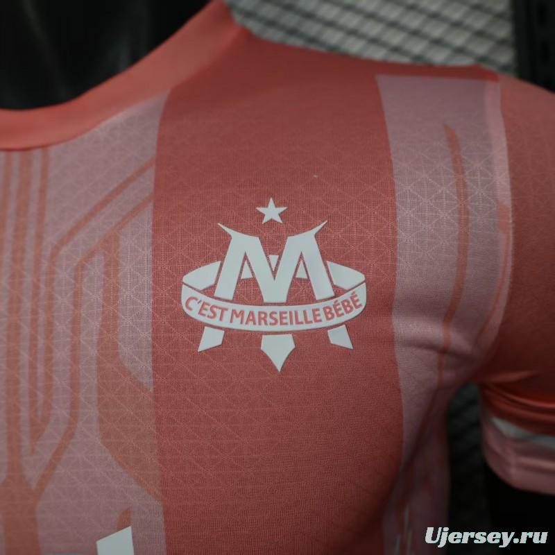 Player Version 25/26 Olympique de Marseille Pink with Geometric Pattern Jersey