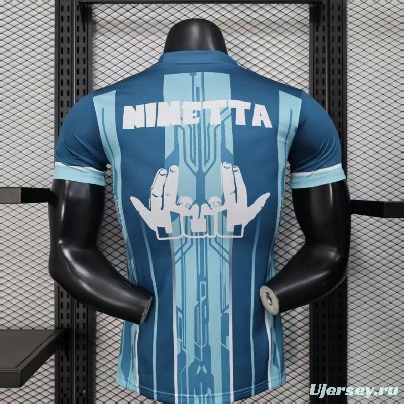 Player Version 25/26 Olympique de Marseille Blue with Geometric Stripes Jersey